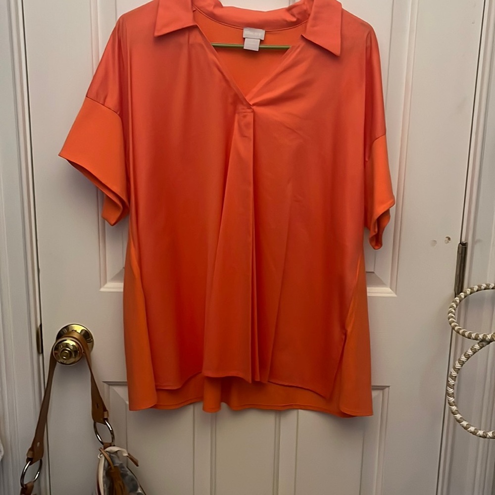 Chico’s Orange Popover blouse Size 2
